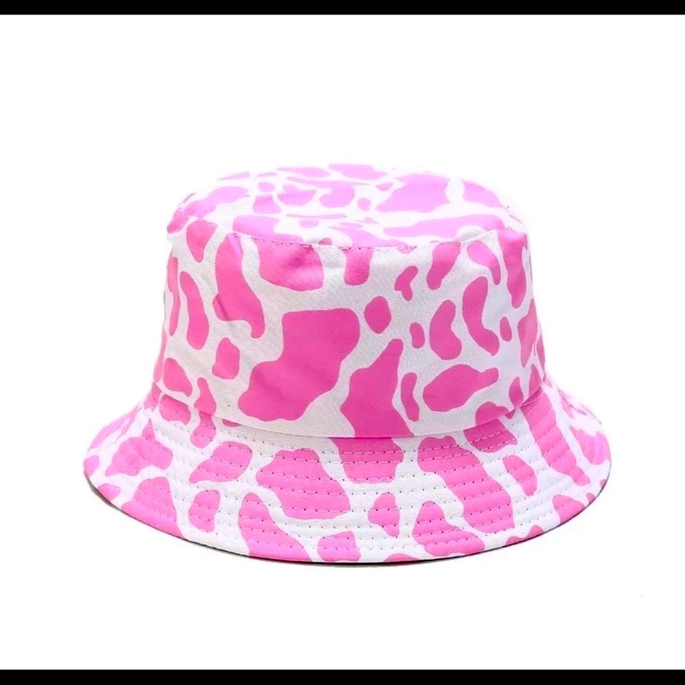 Pink cow bucket hat